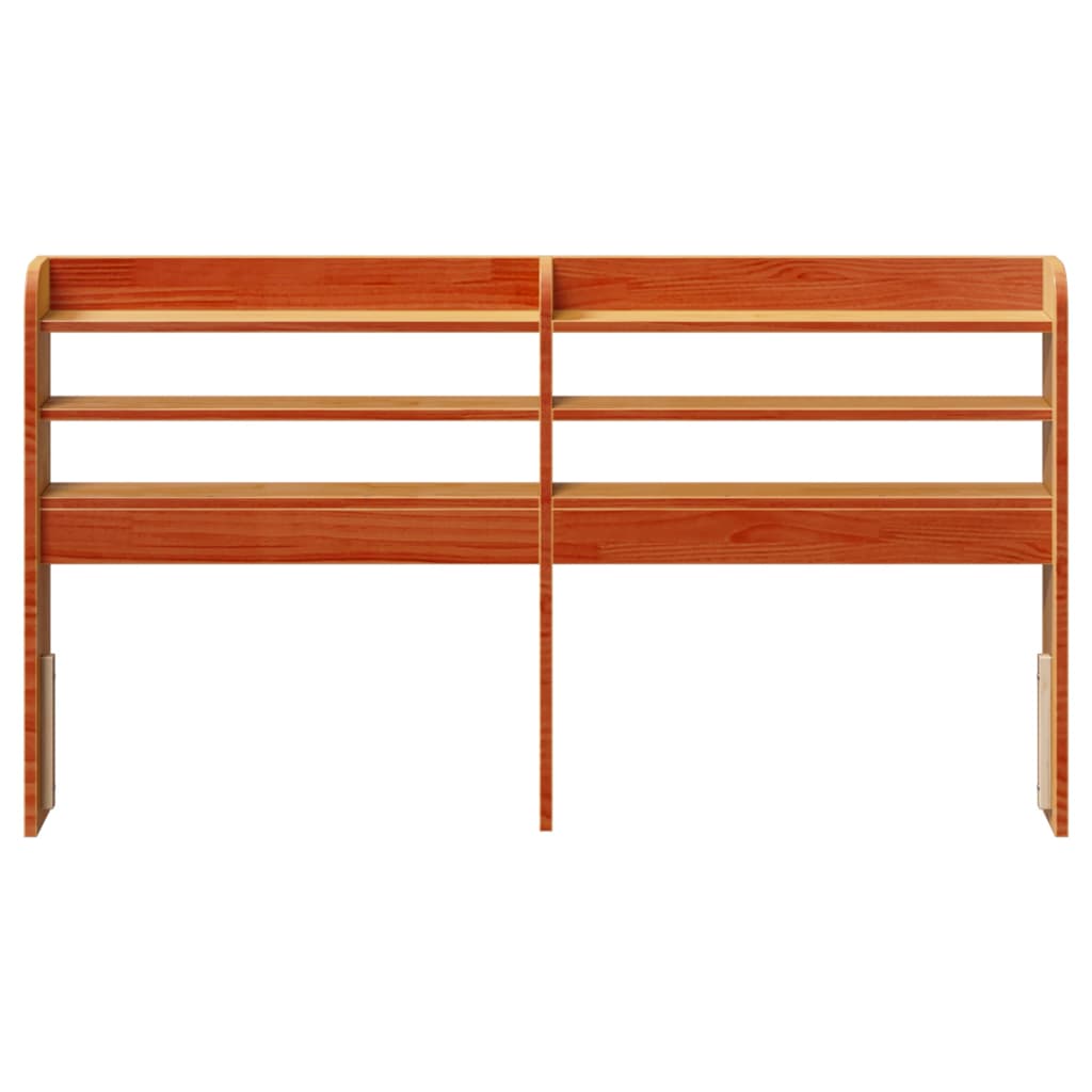 Headboard with Shelves Wax Brown 150 cm Solid Wood Pine